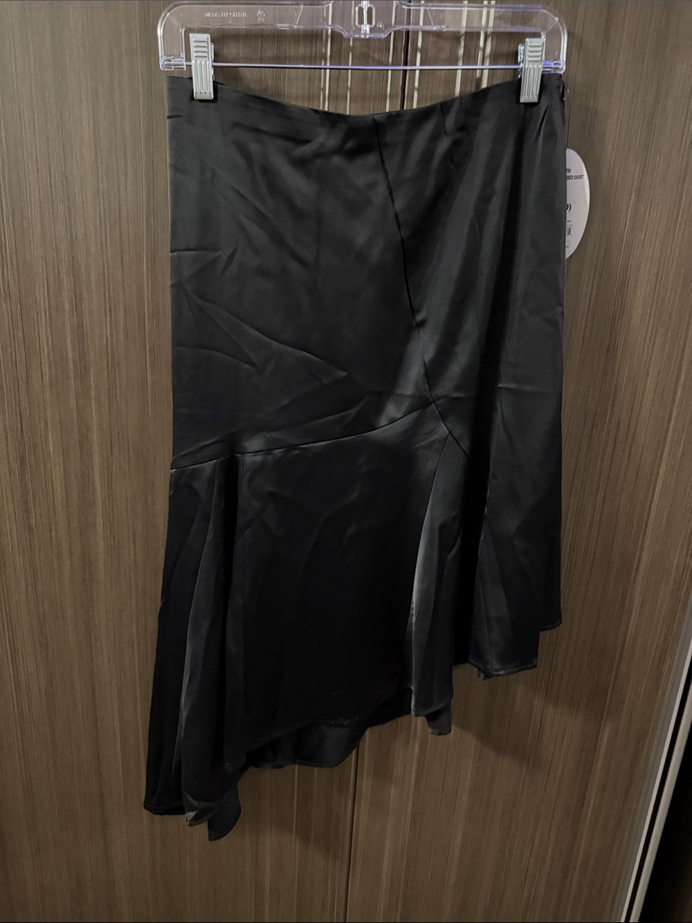 Asymmetrical Black Satin-Look Women's Skirt